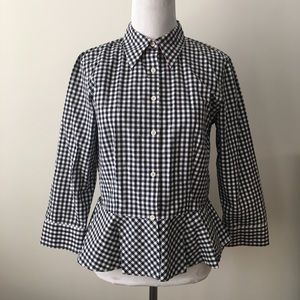 Ralph Lauren Gingham Peplum Button Down Shirt